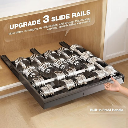 Seinloes 2 Pack Pull Out Cabinet Organizer With Raising Pad for Framed Cabinets,Expandable Width (15"-25") and Depth (17"-24"),3 Slide Rails Slide Out Drawers with Handle,No-Drill Roll Out Shelf,Black - Image 7