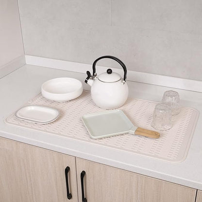 MicoYang Silicone Dish Drying Mat for Multiple Usage,Easy clean,Eco-friendly,Heat-resistant Silicone Mat for Kitchen Counter or Sink,Refrigerator or Drawer Liner Tapioca 4XL 32 inches x 18 inches - Image 6