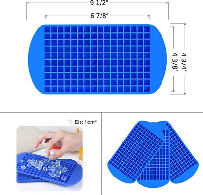 Silicone Mini Ice Cube Tray, 160 Crushed Ice Cube Molds Easy Release Small Ice Cube for Chilling Whiskey Cocktail, Kitchen Gadgets Stackable Ice Trays (Blue) - Image 6
