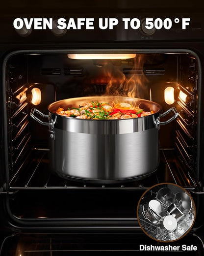 Cooks Standard 6-Quart Stock Pot with Lid, Professional 18/10 Stainless Steel Stockpot Dutch Oven Casserole Cooking Pot, Ollas de Cocina, Compatible with All Stovetops, Silver - Image 5