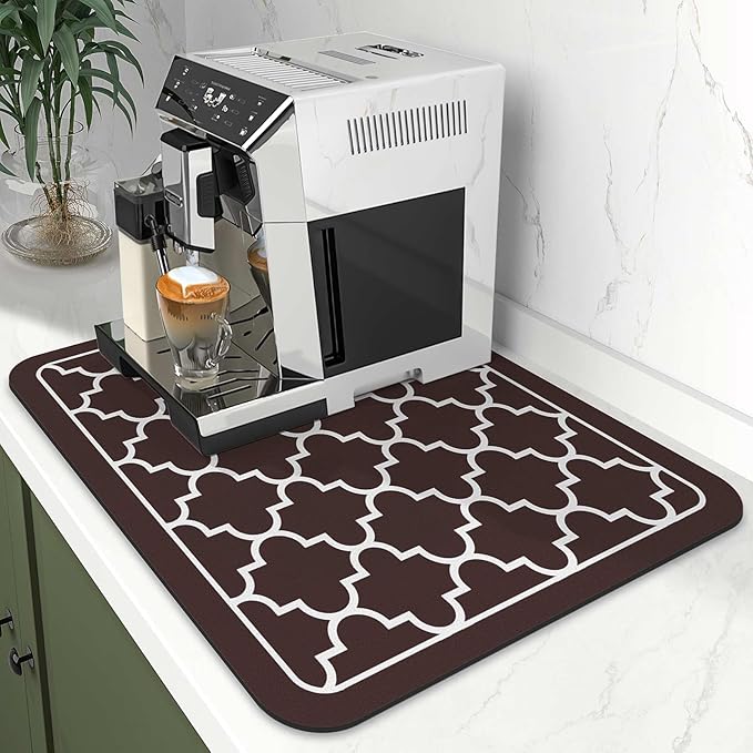 WISELIFE Dish Drying Mat Super Absorbent Drying Mat Large Dish Drying Mats for Kitchen Counter Easy Clean Dish Mat Kitchen Drying Mat15"x 18" Stylish Chocolate - Image 2