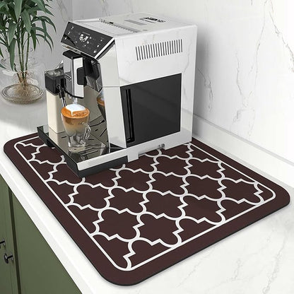 WISELIFE Dish Drying Mat Super Absorbent Drying Mat Large Dish Drying Mats for Kitchen Counter Easy Clean Dish Mat Kitchen Drying Mat15"x 18" Stylish Chocolate - Image 2