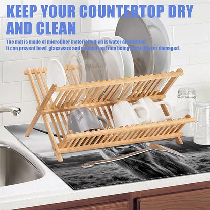 Highland Cow Dish Drying Mat for Kitchen Counter Drying Pad Absorbent Reversible Dish Drainer Rack Mats Draining Pad 18"x24"Inch - Image 5
