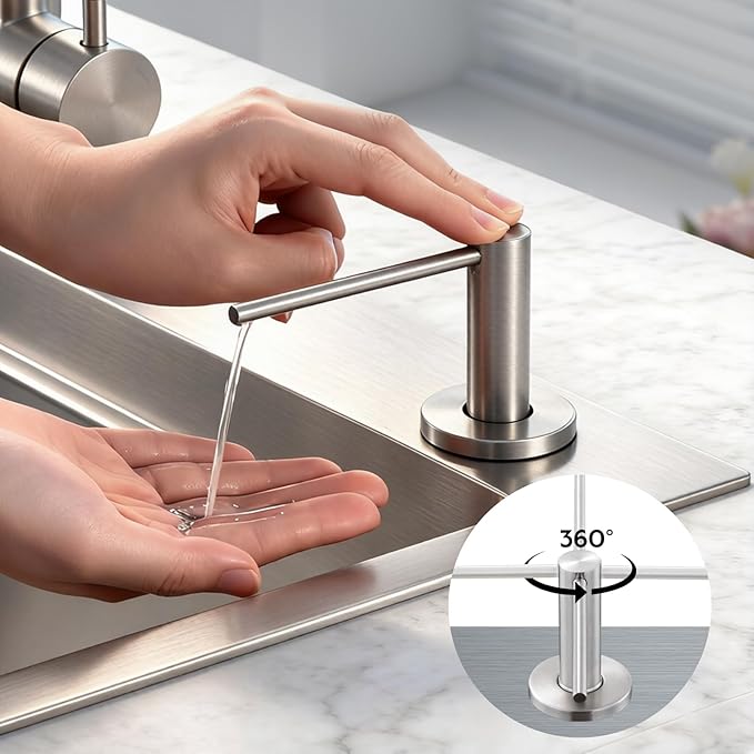 Soap Dispenser for Kitchen Sink Brushed Nickel GAPPO Stainless Steel Countertop Pump Hand Lotion Built in Bottlend Lotion Built in Bottle - Image 8