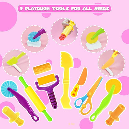 Playdough Tools Set, 18 Pcs Play Dough Sets for Kids Ages 4-8, Creative Play Dough Accessories with Clay Cutters, Roller, Molds, Safety Scissors, Educational Toys for Boys Girls
