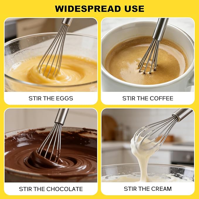 NileHome Mini Whisks Stainless Steel Whisk Set 7" 9" 11"Kitchen Small Wisk Balloon Wire Tiny Whisks for Cooking, Whisking, Blending, Beating, Stirring 3 Pack - Image 6
