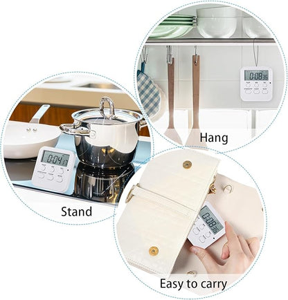 Weewooday 12 Pcs Digital Kitchen Magnetic Timer Bulk Classroom Count up Countdown Timer Large Digits Egg Loud Alarm Cute Desk Stopwatch for Teacher Kids Cooking Office(White,Cute Style)