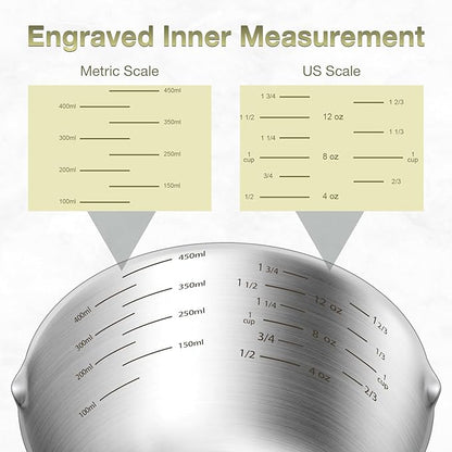1PCS 2Cup (480ml, 16oz) Single Measuring Cup, Etched Inner Scale Stainless Steel Measure Scoop, Metric and US Measurement, Dishwasher Safe - Image 3