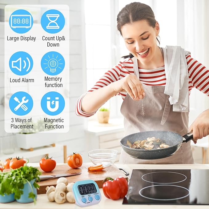 Weewooday 24 Pcs Digital Kitchen Timer Magnetic Timer Bulk On/Off Switch Minute Second Count up Countdown Loud Alarm for Exercise Cook Baking (Gradient Color) - Image 4