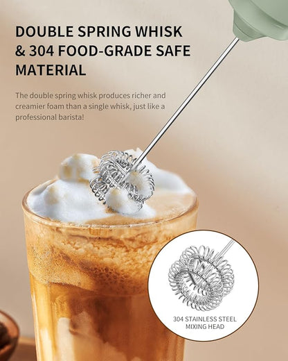 CIRCLE JOY Rechargeable Milk Frother Hanheld, Dual Ring Electric Coffee Frother, Portable Hand Frother Wand Drink Mixer for Matcha Lattes Cappuccino, Kitchen Gifts, Green - Image 4