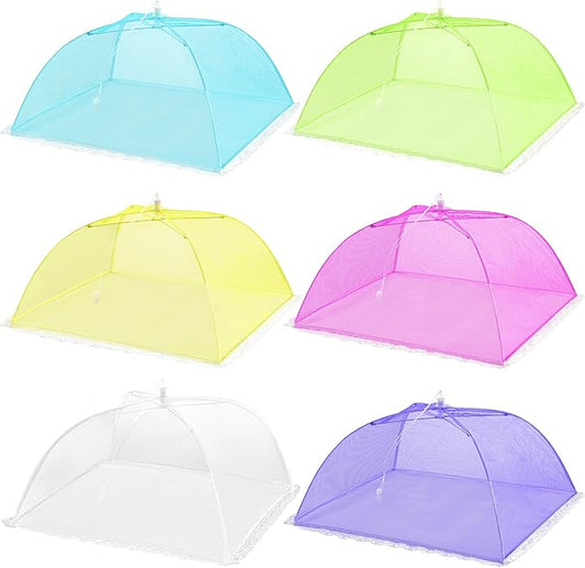 HBlife 6 Pack Colored Pop-Up Mesh Food Cover Tent for Outside,17 Inches Reusable and Collapsible Outdoor Food Covers Net for Party Picnic, BBQ, Camping, Gardening by HBlife