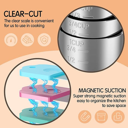 Magnetic Measuring Cups, 8 Stainless Steel Nesting Measuring Cup Set for Measuring Dry or Liquid Ingredients - Image 2