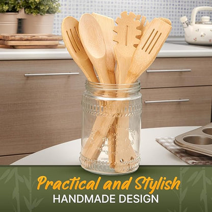 Wooden Utensil Set, Bamboo Utensils – 7 PCs Wood Spoons for Cooking, Easy to Clean, Sturdy, Lightweight & Heat Resistant - Image 8