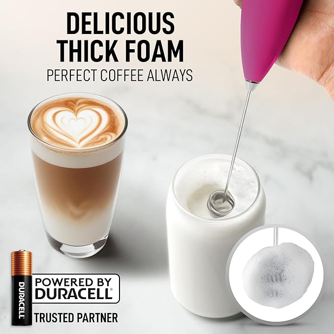 Zulay Kitchen Whisk Milk Frother with 4 Duracell Batteries - Powerful Handheld Foam Maker for Coffee, Lattes, Matcha, Hot Chocolate & Cappuccinos - Whip Creamy Froth in Seconds - Image 2