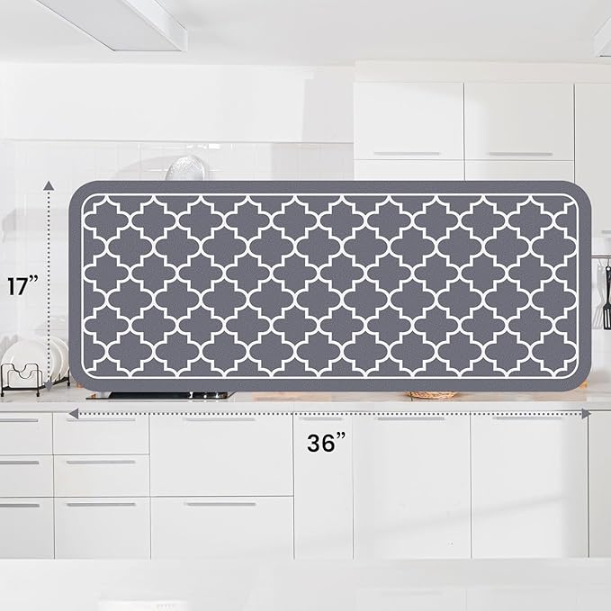 WISELIFE Dish Drying Mat Super Absorbent Drying Mat Large Dish Drying Mats for Kitchen Counter Easy Clean Dish Mat Kitchen Drying Mat18"x 36" Stylish Grey - Image 3