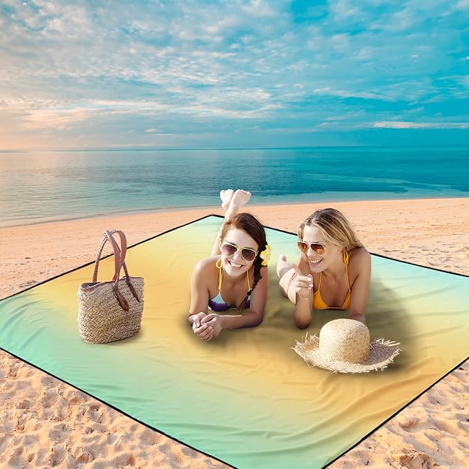 WIWIGO Beach Blanket Waterproof Sandproof Beach Mat 79" X 83"/10'x9'for 2-8 Adults Quick Drying Outdoor Picnic Mat Beach Accessories for Travel, Camping, Hiking - Image 5
