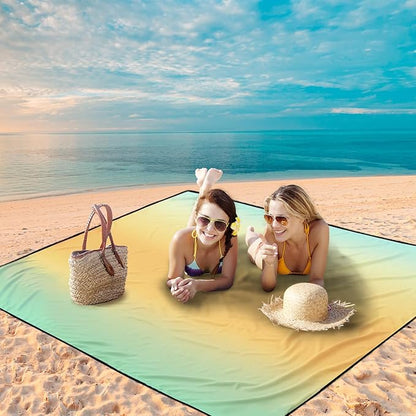 WIWIGO Beach Blanket Waterproof Sandproof Beach Mat 79" X 83"/10'x9'for 2-8 Adults Quick Drying Outdoor Picnic Mat Beach Accessories for Travel, Camping, Hiking - Image 2