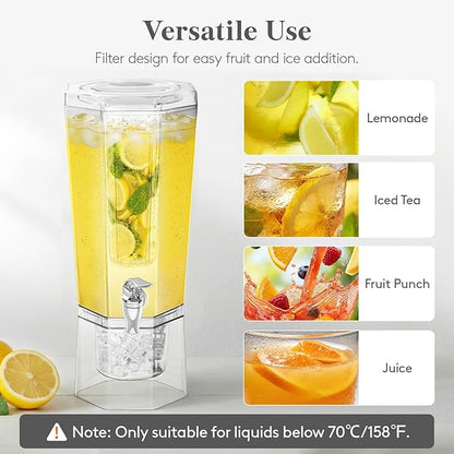 Lifewit 1.6 Gallon Drink Dispenser for Parties 2 Pcs, Large Plastic Beverage Container for Juice/Tea/Soda with Stand & Ice Core, Clear Lemonade Dispenser with Spigot, BPA Free Water Pitcher for Fridge - Image 6