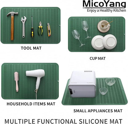 MicoYang Silicone Dish Drying Mat for Multiple Usage,Easy clean,Eco-friendly,Heat-resistant Silicone Mat for Kitchen Counter or Sink,Refrigerator or Drawer Liner Green 3XL 28 inches x 18 inches - Image 4