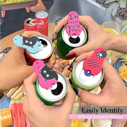 Soda Can Tab Opener Mini Soda Can Cover Easy Tab Opener and Drink Protector Cute Beverage Barricade Soda Protector for Beer,Coke,Aluminum Cans at Party,BBQ, Beach(Penguin)