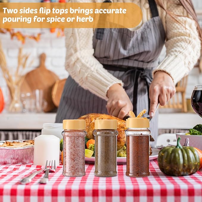 Eccliy 36 Pack 3 oz Clear Plastic Spice Jars with Label and Shaker Lids Empty Spice Bottles Seasoning Containers Seasoning Jars Shaker Condiment Pots for Pepper Herbs Powders (Wood Color) - Image 5