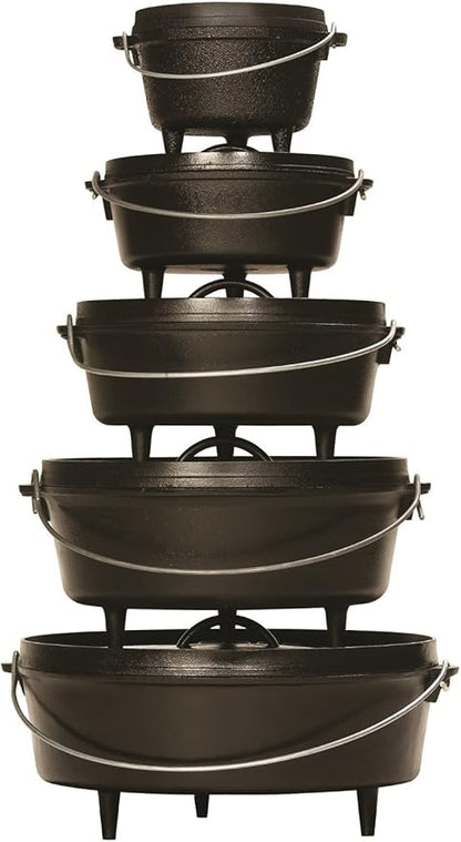 Lodge 8 Quart Pre-Seasoned Cast Iron Camp Dutch Oven with Lid - Dual Handles - Use in the Oven, on the Stove, on the Grill or over the Campfire - Black - Image 7