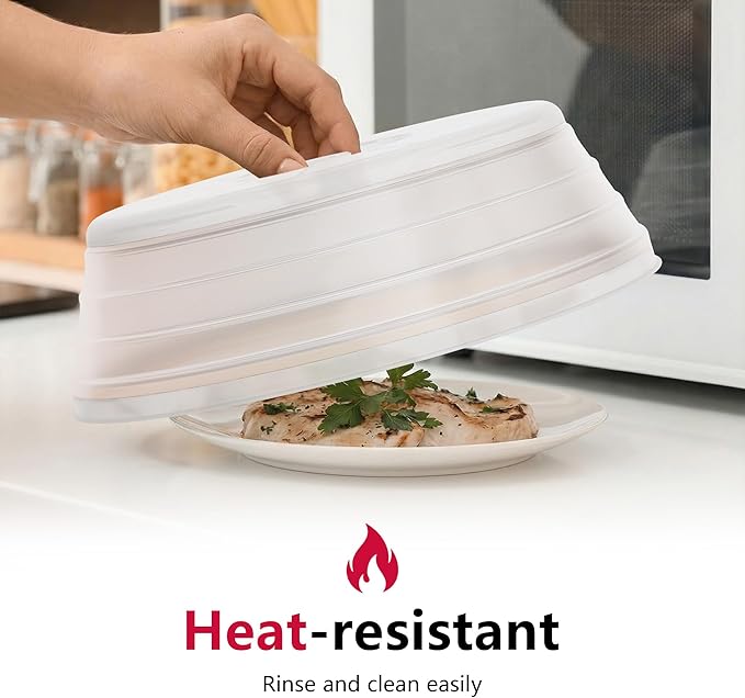WVM Microwave Splatter Cover Vented for Food with Hook Hole, Splatter Guard & Colander Kitchen Gadget for Food, Meal Prep, Clear, M(11"x3.26")-Pack of 1