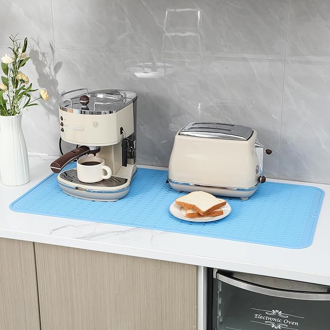 MicoYang Silicone Dish Drying Mat for Multiple Usage,Easy clean,Eco-friendly,Heat-resistant Silicone Mat for Kitchen Counter or Sink,Refrigerator or Drawer Liner Light Blue 5XL 36inches x 18inches - Image 8