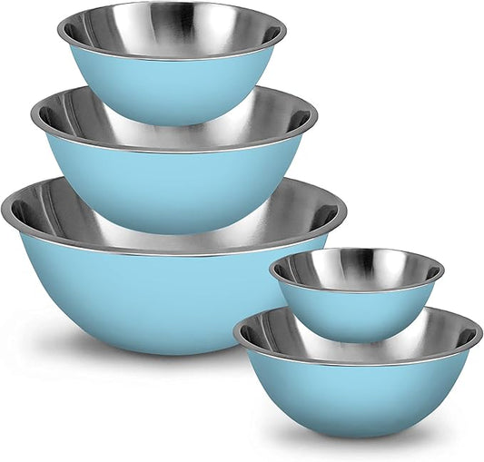 WHYSKO Meal Prep Stainless Steel Mixing Bowls Set, Home, Refrigerator, and Kitchen Food Storage Organizers | Ecofriendly, Reusable, Heavy Duty (Light Blue) by WHYSKO