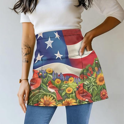 Server Apron with 3 Pockets, Waterproof Oil Waitress Waiter Half Apron for Restaurant Hotel Kitchen Cafe