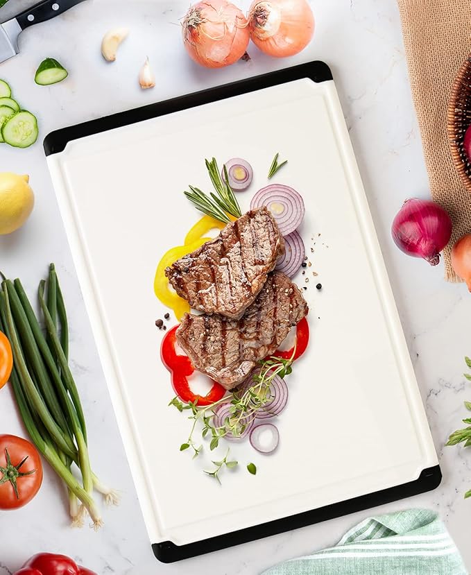 Extra Large Plastic Cutting Board for Kitchen - 18 Inch Dishwasher Safe Cutting Board, Reversible Chopping Board with Juice Groove + Non Slip Feet for Meat, Fruit, Vegetables, Meal Prep by Belwares - Image 8