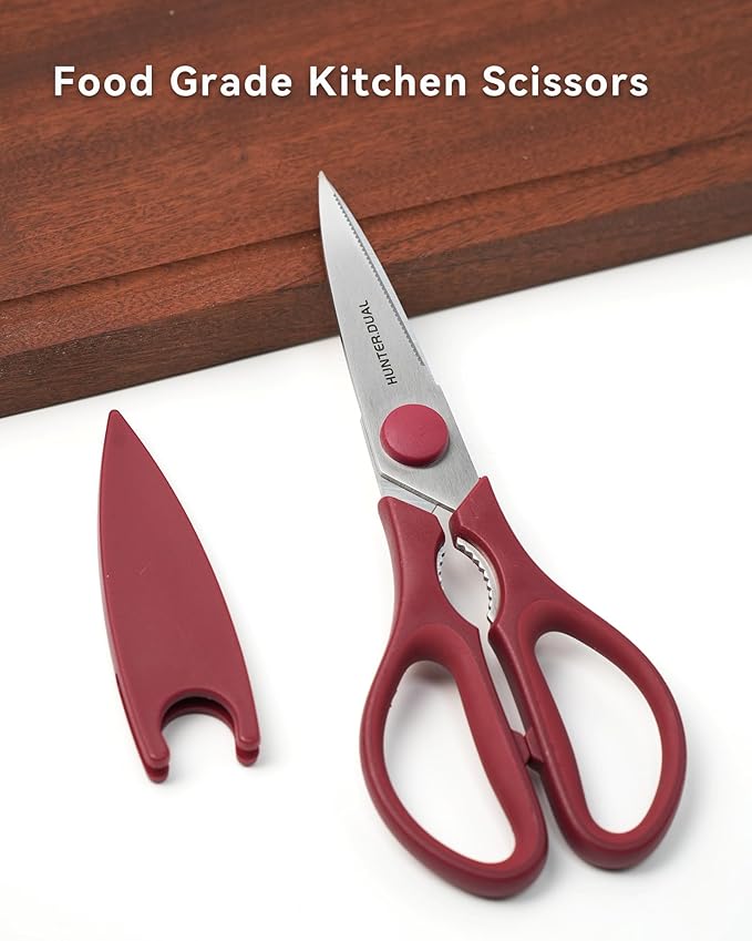 Kitchen Scissors for Food, HUNTER.DUAL Heavy Duty Come Apart Poultry Shears for Cooking, All Purpose for Cutting Chicken, Meat, Fish & Vegetables (Red, 8.35 Inch) - Image 7