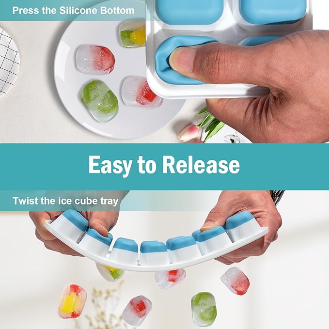 Ice Cube Trays for Freezer – 5 Pack 70 Cubes Total, Reinforced Snap Lids That Stay Closed, Silicone Push-Release Bottom, BPA-Free, Stackable & Spill-Proof – Perfect for Parties, Home Bar & Daily Use - Image 3