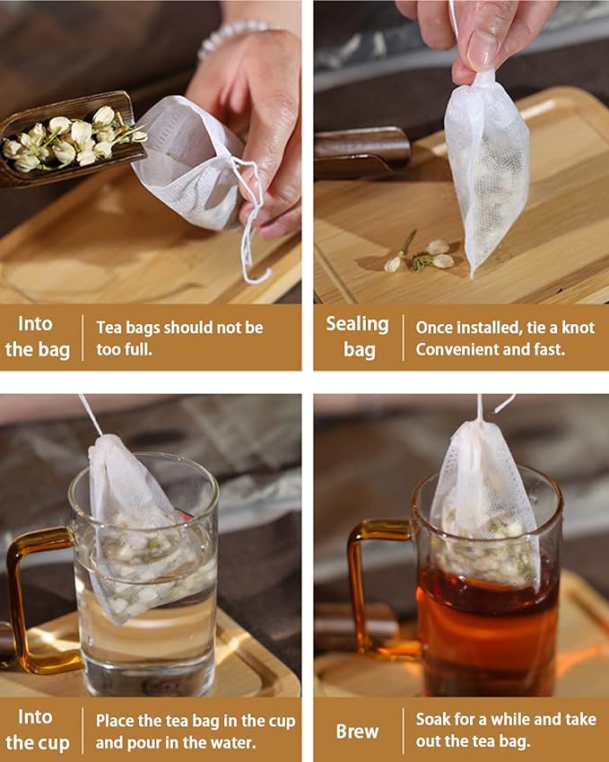 200pcs Disposable Tea Bags for Loose Leaf Tea, Tea Filter Bags with Free Tea Spoon for Loose Tea Loose Leaf Tea, Coffee, Spice, Herbs (QS53) - Image 3