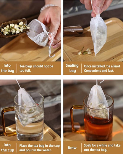 200pcs Disposable Tea Bags for Loose Leaf Tea, Tea Filter Bags with Free Tea Spoon for Loose Tea Loose Leaf Tea, Coffee, Spice, Herbs (QS53) - Image 3