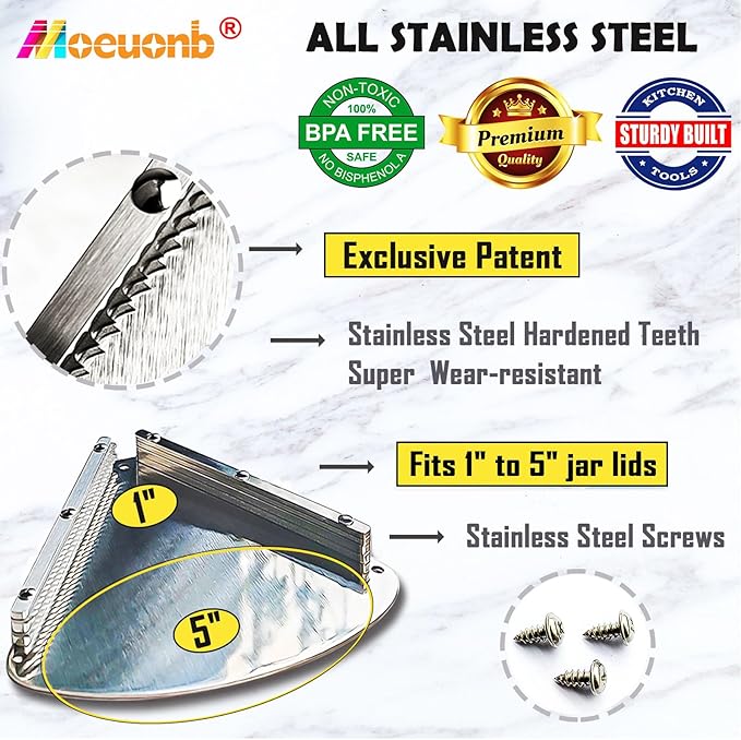 Moeuonb latest Under Cabinet Jar Opener for Seniors, Stainless Steel Jar Opener for Weak Hands, Jar Lid & Bottle Cap Opener Tool, Under Counter Can Opener, One Handed Jar opener - Image 3