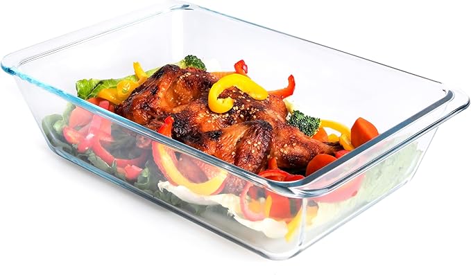 Deep Clear Glass Baking Dish, Rectangular Tempered Glass Baking Pan, The Larger casserole dish. -3.5 Liter