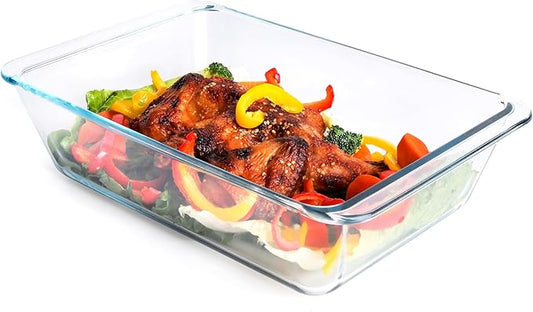 Deep Clear Glass Baking Dish, Rectangular Tempered Glass Baking Pan, The Larger casserole dish. -3.5 Liter