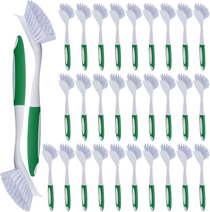 Hsei 30 Pcs Kitchen Scrub Dish Brush Bulk with 11 Inch Handle Cleaning Dish Scrubber with Stiff Bristles Washing Scrub Brushes for Housekeeping for Pots and Pans, Kitchen Sink (Green) by Hsei