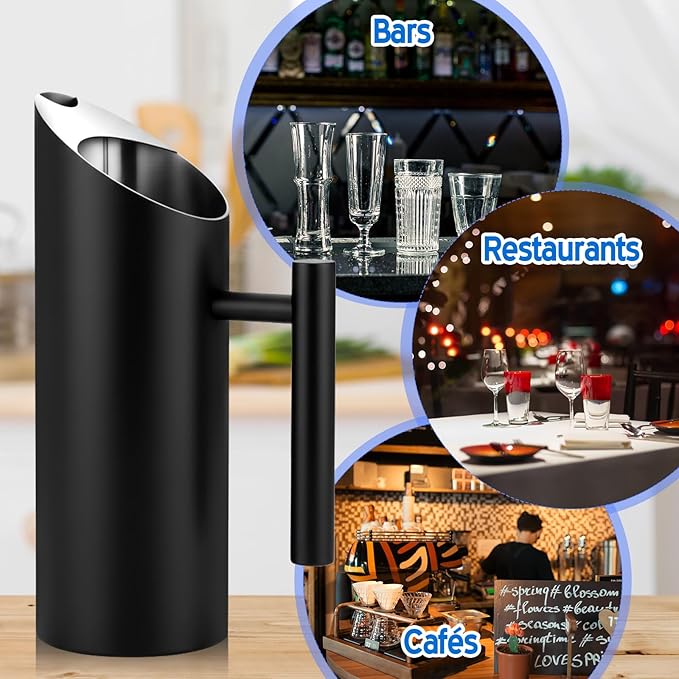 Funnymoom 3 Pack 35oz/1.0l Stainless Steel Water Pitcher Modern Metal Pitcher with Ice Guard Black Carafe Drink with Handle or Iced Hot Drink Tea Juice Coffee Beer - Image 7