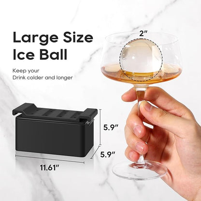 Mooues Clear Ice Cube Maker, 8 Large Whiskey Ice Cubes Mold, 2 Inch Silicone Ice Cube Tray, Easy-Release Sphere Ice Maker,Bourbon Gifts For Men Dad Boyfriend Boss Who Have Everything