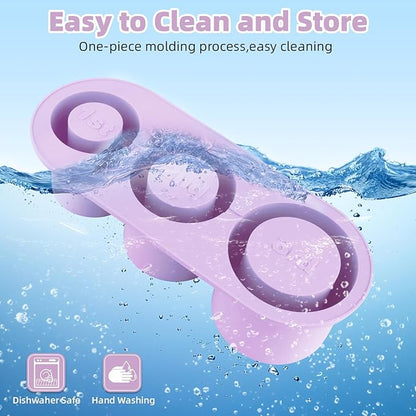 Tcamp Tumbler Ice Mold, Ice Cube Tray for 30 oz -40 oz Tumbler Cup, 3 Pcs Silicone Hollow Cylinder Ice Mold with Lid and Bin for Freezer, Ice Drink, Juice, Whiskey, Cocktail (Purple)