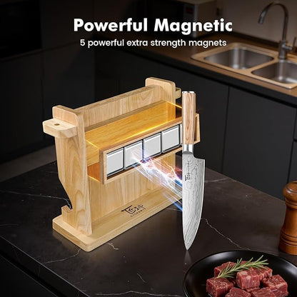 SYOKAMI 2026 Upgrade Knife Set 14 Japanese Style Kitchen Knife Set with Torii-Style Magnetic Block, Razor-Sharp High Carbon Stainless Steel Knives Set for Kitchen with Anti-Slip Handle, Gift for Mom