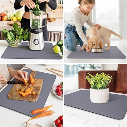 WISELIFE Dish Drying Mat Super Absorbent Drying Mat Large Dish Drying Mats for Kitchen Counter Easy Clean Dish Mat Kitchen Drying Mat16"x 24" Classic Grey - Image 7
