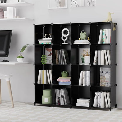 HOMIDEC Closet Organizers and Storage, 16 Cube Storage Organizer, Closet Organizer Bookshelf Cubes Shelves for Clothes, Bedroom, Kids Room, Bathroom, Wardrobe, Garment Racks, Black - Image 4