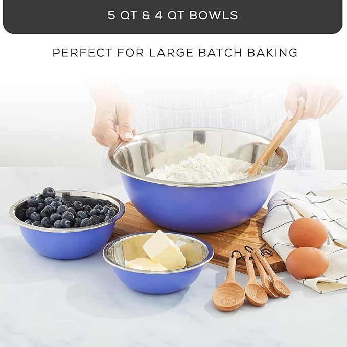 JoyJolt Stainless Steel Mixing Bowl Set of 6-5qt to 0.5qt Nesting Bowls for Dough, Batter & Baking - Image 7