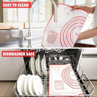 Silicone Pastry Mat Extra Thick Large Non Stick Baking Supplies Kitchen Counter Cooking Rolling Dough Sheet Pie Crust Sourdough Bread Oven Liner with Measurement (XXL-24''(W)*32''(L), 1#Red) - Image 6