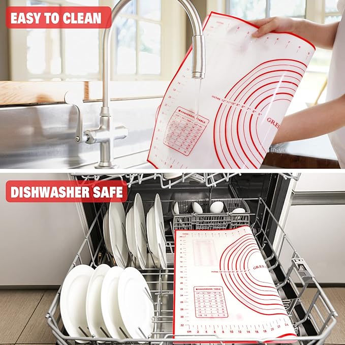 Silicone Pastry Mat Extra Thick Large Non Stick Baking Supplies Kitchen Counter Cooking Rolling Dough Sheet Pie Crust Sourdough Bread Oven Liner with Measurement (20''(W) * 28''(L)) - Image 6