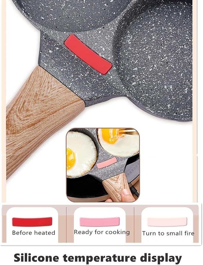 HUPECHAM 4-Cup Egg Pan Nonstick, and Granite Egg Frying Pan, Versatile Breakfast Skillet for Eggs, Pancakes, Plett, Crepes, Compatible with Gas Stove and Induction Cooktop - Image 3