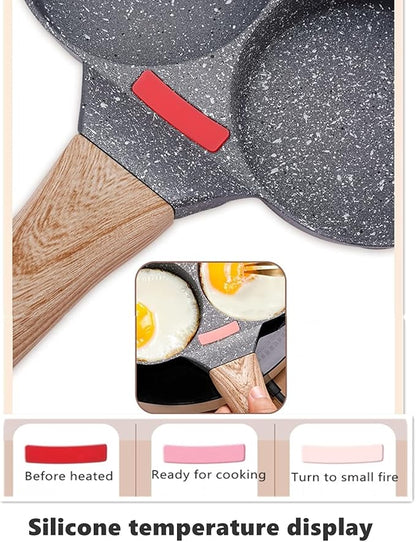 HUPECHAM 4-Cup Egg Pan Nonstick, and Granite Egg Frying Pan, Versatile Breakfast Skillet for Eggs, Pancakes, Plett, Crepes, Compatible with Gas Stove and Induction Cooktop - Image 3